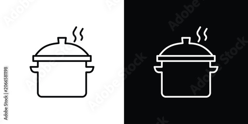Crock pot icon set, black and white color designs