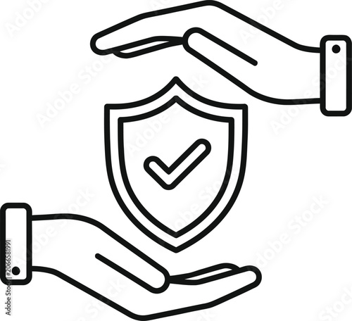 Hands Protecting Shield with Checkmark