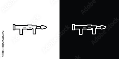 Cuadro en lienzo Grenade Launcher icon set, black and white color designs