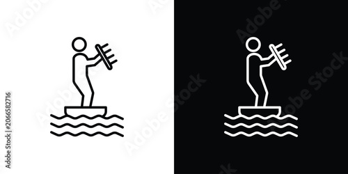 Bild auf Leinwand Kitesurf sign set, black and white color designs
