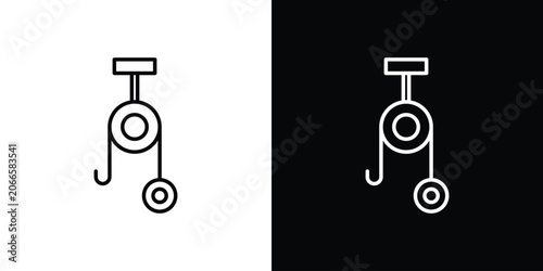 Fotografie Pulley icon set, black and white color designs