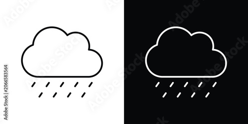 Εκτύπωση καμβά Raining icon set, black and white color designs