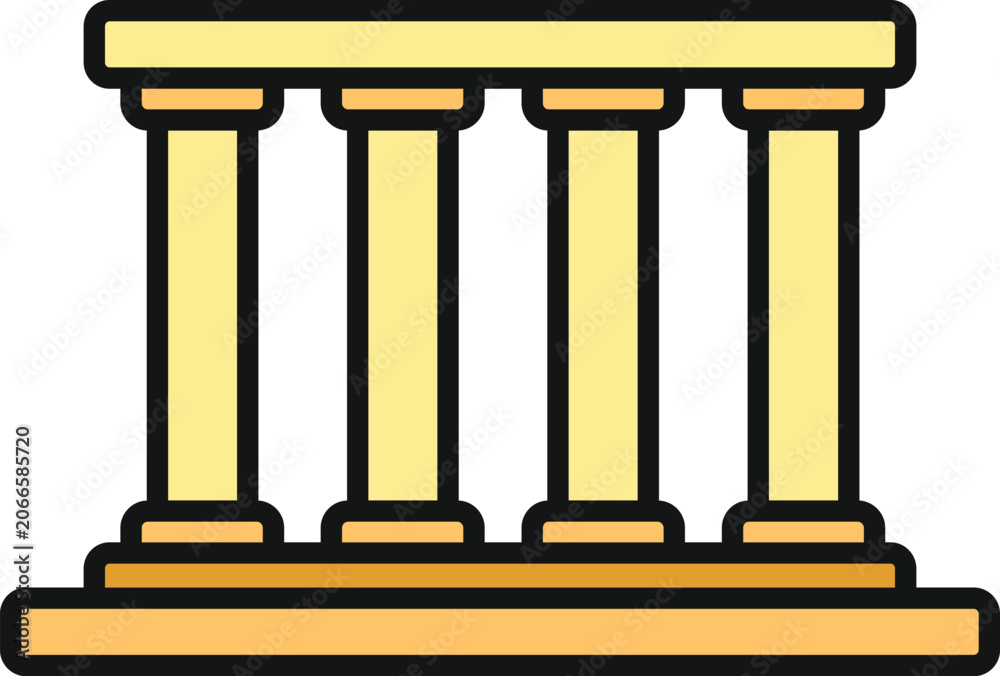 Naklejka premium Stylized classical colonnade representing law, government, history, and education