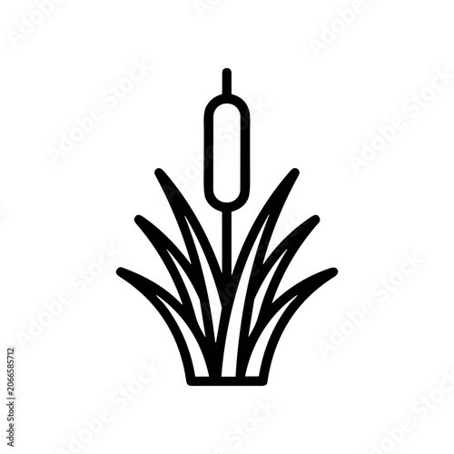 Black silhouette of a cattail plant.