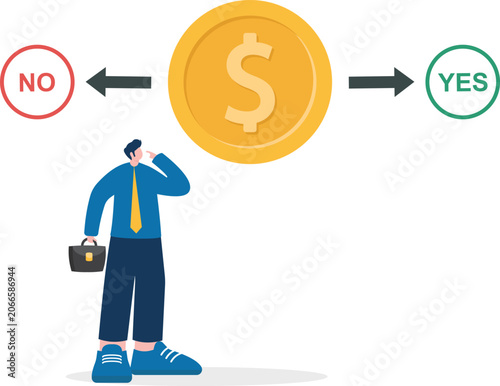 Fotografia Businessman deciding on coin choice