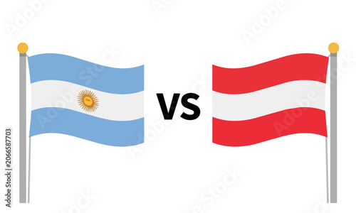 Fotografía Argentina vs Austria national flags football match vector illustration