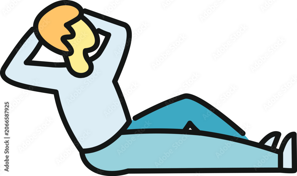 Fototapeta premium Person lying on back with hands behind head, relaxing and looking up
