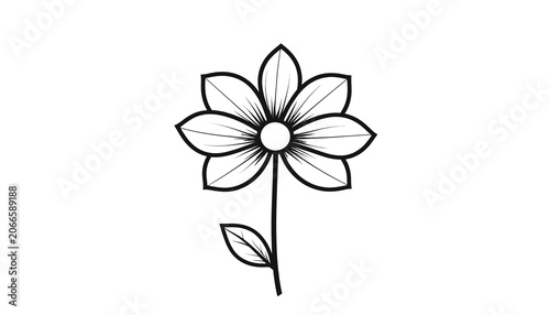 Black and white flower illustration.