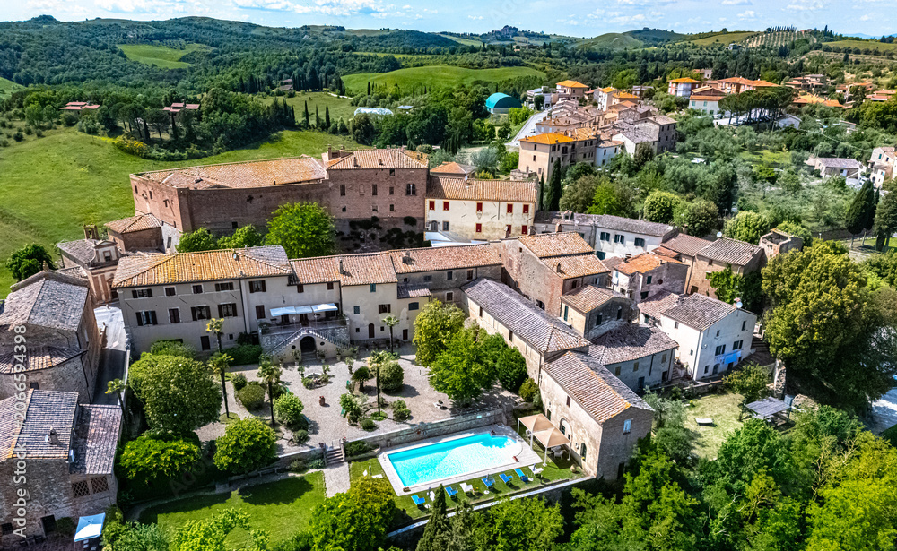 Naklejka premium View of San Giovanni d’Asso near Montalcino, in the province of Siena,Tuscany, Italy