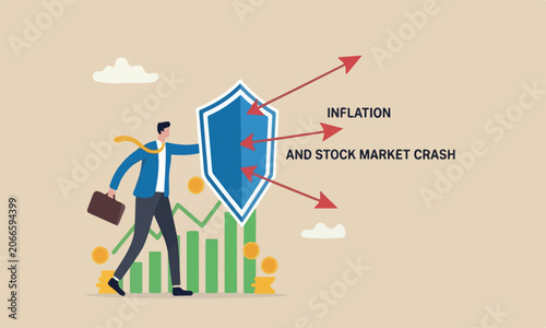 Tableau sur toile Future management, investment stock in market downturn concept, businessman inve