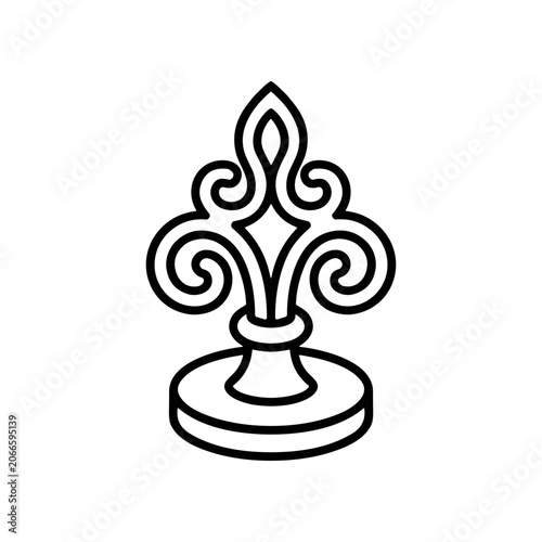 Black and white fleur de lis symbol.