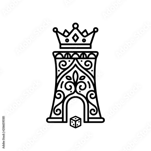 Black and white chess piece rook.