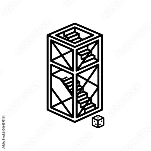 Black and white cube structure model.