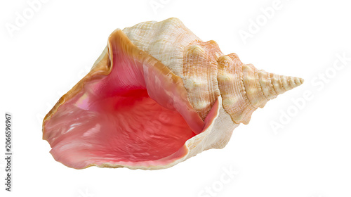 Tableau sur toile Large pink conch shell with textured exterior and smooth interior