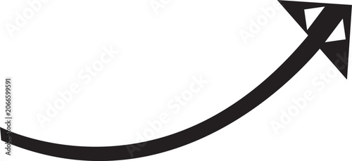 Photos Arrow icon arcs upward to the right, featuring a sharp, solid black silhouette set against a brilliant white background