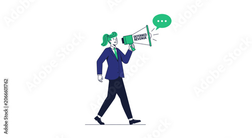 Cartoon person with green hair holding megaphone and chat bubble.