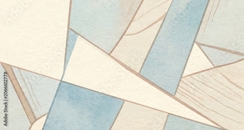 Abstract Geometric Composition in Beige, Cream and Light Blue Tones