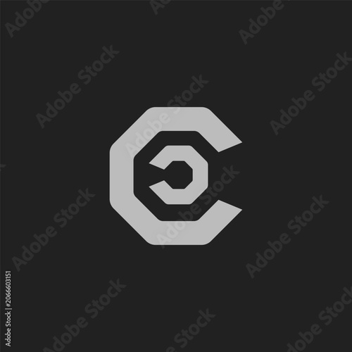 Initial C modern industrial logo design masculine
