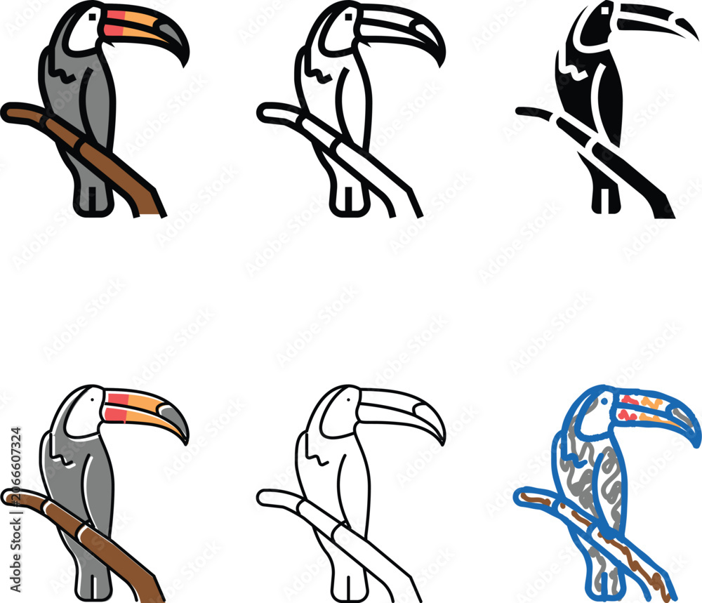 Obraz premium toucan bird in zoo concepts color icon vector. toucan bird in zoo sign. isolated symbol