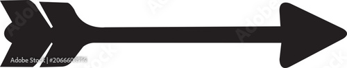 Cuadro en lienzo Arrowhead with feathered shaft points precisely toward the right side of this minimalist graphic design