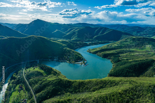 Aerial View of Medjuvrsje Lake and the West Morava River Near Cacak, Serbia