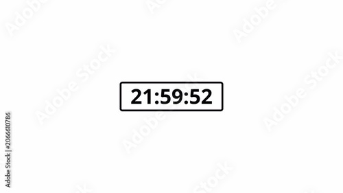 One day countdown timer animation in one minute, 24 hours countdown timer in 60 seconds on a transparent background, Countdown timer in 4k.