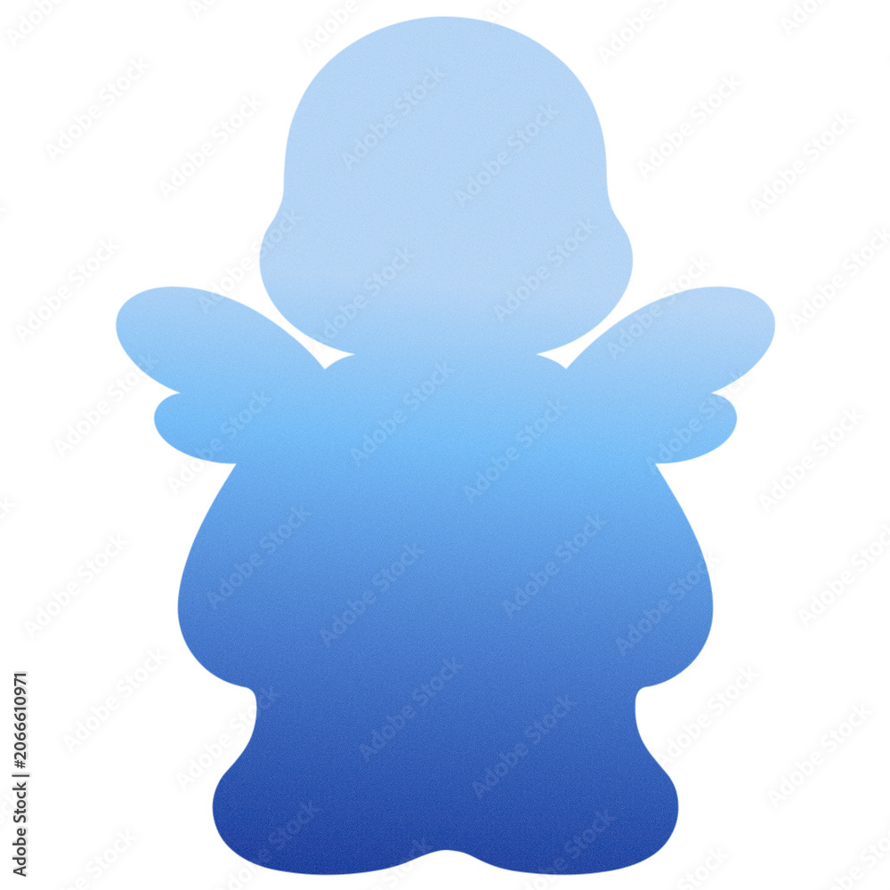 Naklejka premium Christmas angel silhouette with gradient blue design on a transparent background 