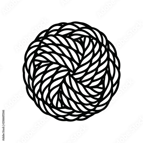 фотографія Black rope knot circle shape.