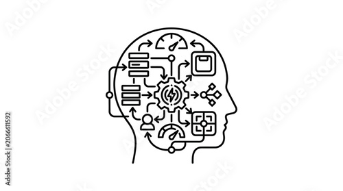 Technical brain circuit board profile for artificial intelligence.
