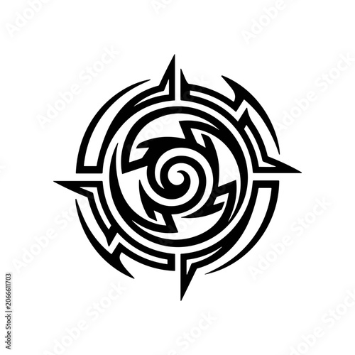 Fényképezés Black spiral design with sharp edges.