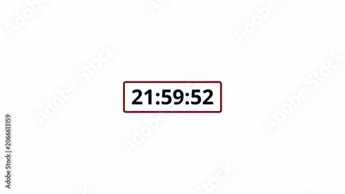 One day countdown timer animation in one minute, 24 hours countdown timer in 60 seconds on a transparent background, Countdown timer in 4k.