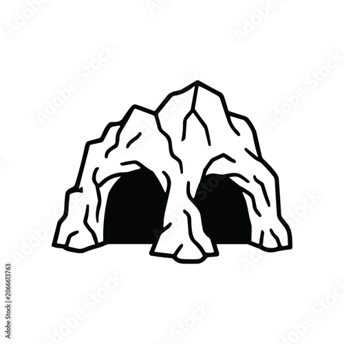 Foto Cartoon cave entrance rock formation.
