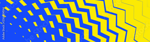 Abstract sports background with dynamic blue and yellow zigzag lines