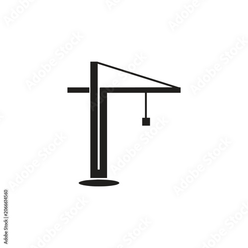 Schilderij op canvas Modern crane icon with white background construction silhouette building