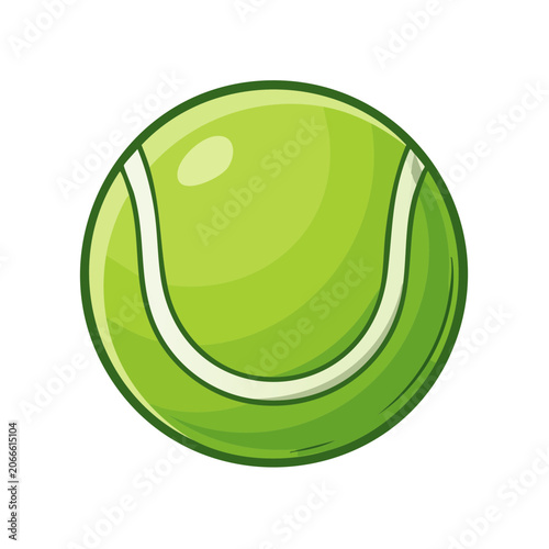 Bright cartoon tennis ball with white stitches illustration