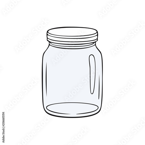Simple line drawing of an empty glass jar with a lid