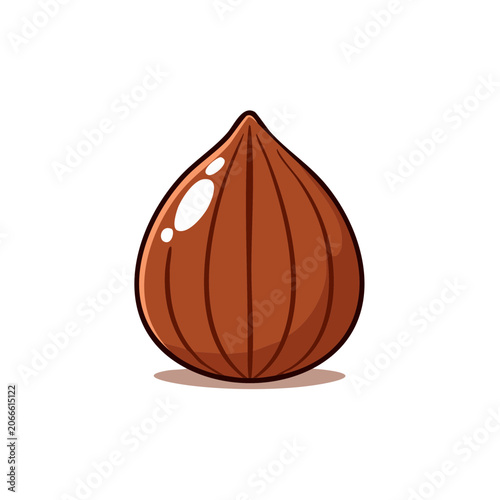 Cartoon Hazelnut Isolated on White Background Vector Illustration