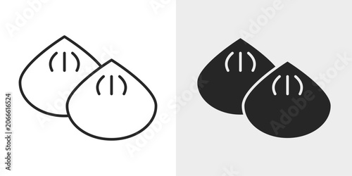 Obraz na plátně Dumpling Icon represents traditional cuisine, savory meals, and comfort foods