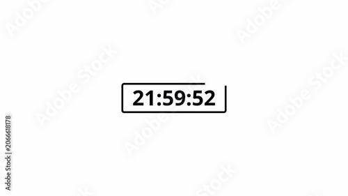 One day countdown timer animation in one minute, 24 hours countdown timer in 60 seconds on a transparent background, Countdown timer in 4k.