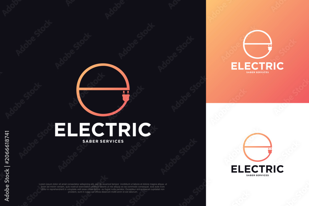Fototapeta premium Electric saber logo vector template illustration design modern concept Premium Vector