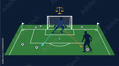 Goalkeeper Deciding Whether to Rush Out or Stay on Goal Line