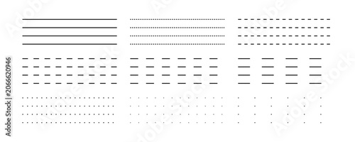 Dashed and dotted line set for bullet journal and planners