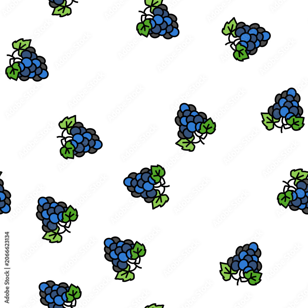 Fototapeta premium blue grape wine vector seamless pattern blue grape wine sign illustration