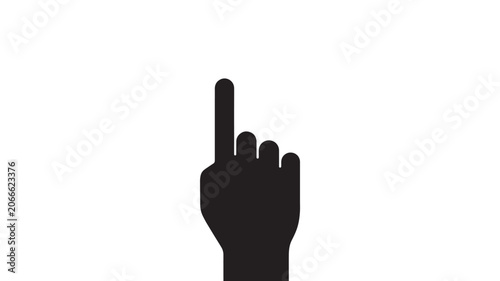 A black silhouette of a hand with index finger pointing up