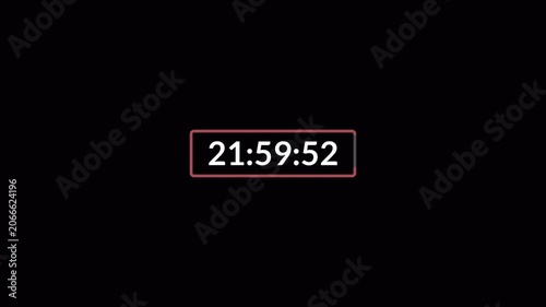One day countdown timer animation in one minute, 24 hours countdown timer in 60 seconds on a transparent background, Countdown timer in 4k.