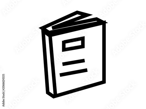 black and white text book outline style icon representative book for education.