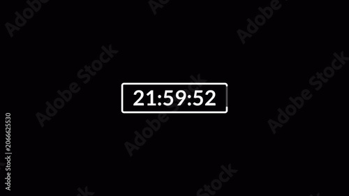 One day countdown timer animation in one minute, 24 hours countdown timer in 60 seconds on a transparent background, Countdown timer in 4k.