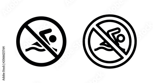 Schilderij op canvas No swimming icon set