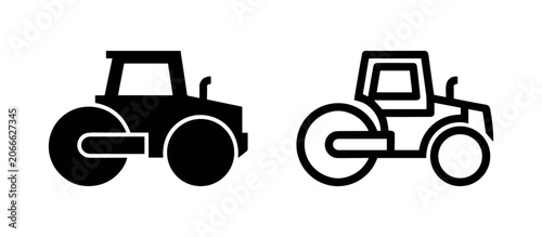 Φωτογραφία Road roller icon, construction vehicle for compacting surfaces and roadwork