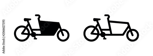Fotografie Cargo bike icon, bicycle for transporting goods or children in urban settings